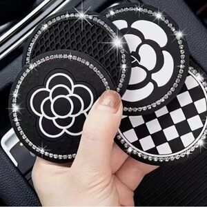 Elegant Black and White Car Coasters